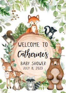401 Wood Slice Woodland Animals Baby Shower Welcome Sign A2: 401 Wood Slice Woodland Animals Baby Shower Mega Bundle