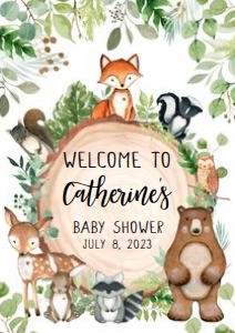 401 Wood Slice Woodland Animals Baby Shower Welcome Sign A1: 401 Wood Slice Woodland Animals Baby Shower Mega Bundle