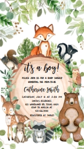 401 Wood Slice Woodland Animals Baby Shower Invitation Mobile A (S): 401 Wood Slice Woodland Animals Baby Shower Mega Bundle
