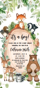 401 Wood Slice Woodland Animals Baby Shower Invitation Mobile A (FS): 401 Wood Slice Woodland Animals Baby Shower Mega Bundle