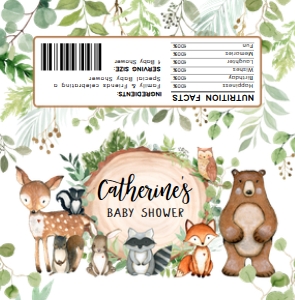 401 Wood Slice Woodland Animals Baby Shower Candy Wrapper: 401 Wood Slice Woodland Animals Baby Shower Mega Bundle