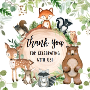 401 Wood Slice Woodland Animals Baby Shower Square Favor Tag: 401 Wood Slice Woodland Animals Baby Shower Mega Bundle