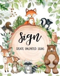 401 Wood Slice Woodland Animals Baby Shower Custom Sign: 401 Wood Slice Woodland Animals Baby Shower Mega Bundle