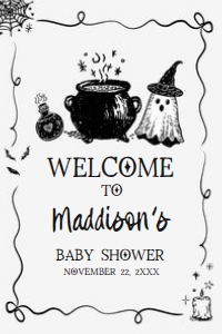 1152 Whimsical A Baby Is Brewing Halloween Baby Shower Welcome Sign 20x30 A: 1152 Whimsical A Baby Is Brewing Halloween Baby Shower Mega Bundle