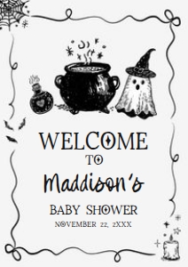 1152 Whimsical A Baby Is Brewing Halloween Baby Shower Welcome Sign A4 A: 1152 Whimsical A Baby Is Brewing Halloween Baby Shower Mega Bundle