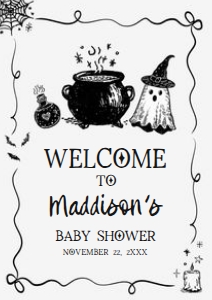 1152 Whimsical A Baby Is Brewing Halloween Baby Shower Welcome Sign A3 A: 1152 Whimsical A Baby Is Brewing Halloween Baby Shower Mega Bundle