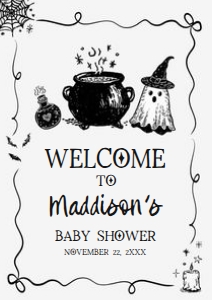 1152 Whimsical A Baby Is Brewing Halloween Baby Shower Welcome Sign A1 A: 1152 Whimsical A Baby Is Brewing Halloween Baby Shower Mega Bundle