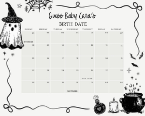 1152 Whimsical A Baby Is Brewing Halloween Baby Shower Calendar design preview