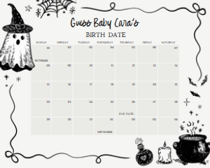 1152 Whimsical A Baby Is Brewing Halloween Baby Shower Calendar 20x16 A: 1152 Whimsical A Baby Is Brewing Halloween Baby Shower Mega Bundle