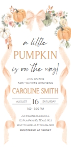 1110 Bow Pumpkin Baby Shower Mobile Invitation A (FS): 1110 Bow Pumpkin Baby Shower Mega Bundle