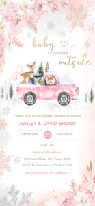 529 Pink Winter Woodland Truck Baby Shower Invitation Mobile (FS): 529 Pink Winter Woodland Truck Baby Shower Mega Bundle