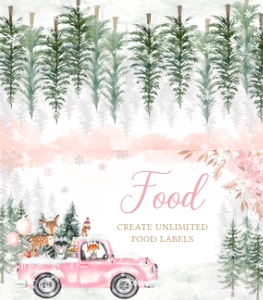 529 Pink Winter Woodland Truck Baby Shower Food Label: 529 Pink Winter Woodland Truck Baby Shower Mega Bundle