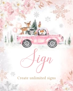 529 Pink Winter Woodland Truck Baby Shower Custom Sign: 529 Pink Winter Woodland Truck Baby Shower Mega Bundle