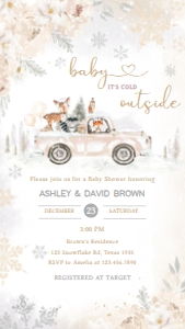 533 White Winter Woodland Truck Baby Shower Invitation Mobile (S): 533 White Winter Woodland Truck Baby Shower Mega Bundle
