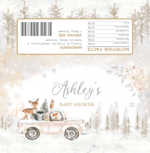 533 White Winter Woodland Truck Baby Shower Candy Wrapper: 533 White Winter Woodland Truck Baby Shower Mega Bundle
