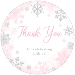 536 Pink Silver Little Snowflake Baby Shower Round Favor Tag: 536 Pink Silver Little Snowflake Baby Shower Mega Bundle
