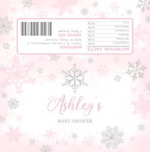 536 Pink Silver Little Snowflake Baby Shower Candy Wrapper: 536 Pink Silver Little Snowflake Baby Shower Mega Bundle