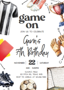 120BD Soccer Birthday Invitation design preview