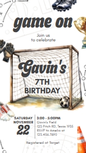 120BD Soccer Birthday Invitation Mobile C (S): 120BD Soccer Birthday Invitation