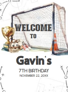 120BD Soccer Birthday Welcome Sign 11x15 B: 120BD Soccer Birthday Welcome Sign