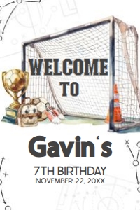 120BD Soccer Birthday Welcome Sign 24x36 B: 120BD Soccer Birthday Welcome Sign