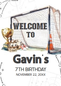 120BD Soccer Birthday Welcome Sign A1 B: 120BD Soccer Birthday Welcome Sign