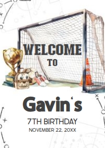 120BD Soccer Birthday Welcome Sign A4 B: 120BD Soccer Birthday Welcome Sign