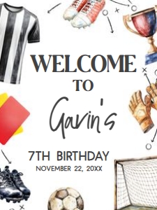 120BD Soccer Birthday Welcome Sign 18x24 A: 120BD Soccer Birthday Welcome Sign