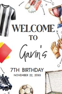 120BD Soccer Birthday Welcome Sign 20x30 A: 120BD Soccer Birthday Welcome Sign