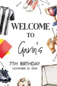 120BD Soccer Birthday Welcome Sign 24x36 A: 120BD Soccer Birthday Welcome Sign