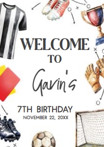 120BD Soccer Birthday Welcome Sign A2 A: 120BD Soccer Birthday Welcome Sign