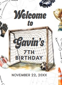 120BD Soccer Birthday Welcome Sign 11x15 C: 120BD Soccer Birthday Welcome Sign