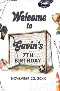 120BD Soccer Birthday Welcome Sign 20x30 C: 120BD Soccer Birthday Welcome Sign