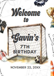 120BD Soccer Birthday Welcome Sign A1 C: 120BD Soccer Birthday Welcome Sign
