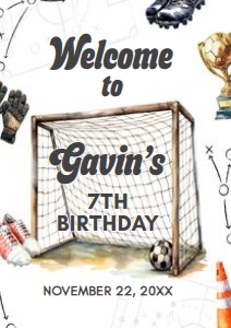 120BD Soccer Birthday Welcome Sign A2 C: 120BD Soccer Birthday Welcome Sign