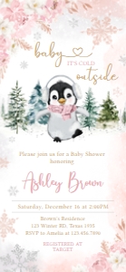 557 Pink Penguin Baby Shower Invitation Mobile (FS): 557 Pink Penguin Baby Shower Mega Bundle