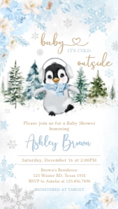 559 Blue Penguin Baby Shower Invitation Mobile (S): 559 Blue Penguin Baby Shower Mega Bundle