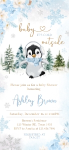 559 Blue Penguin Baby Shower Invitation Mobile (FS): 559 Blue Penguin Baby Shower Mega Bundle