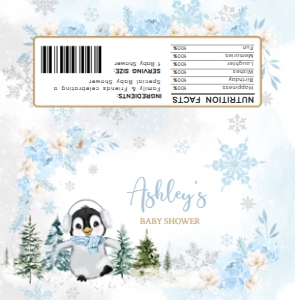 559 Blue Penguin Baby Shower Candy Wrapper: 559 Blue Penguin Baby Shower Mega Bundle