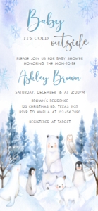 566 Blue Arctic Animals Baby Shower Mobile Invitation (FS): 566 Blue Arctic Animals Baby Shower Mega Bundle