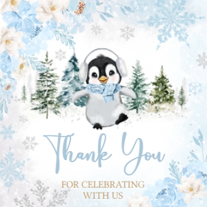 559 Blue Penguin Baby Shower Square Favor Tag: 559 Blue Penguin Baby Shower Mega Bundle