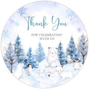 566 Blue Arctic Animals Baby Shower Round Favor Tag: 566 Blue Arctic Animals Baby Shower Mega Bundle