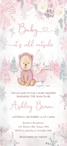 521 Pink Winter Bear Baby Shower Mobile Invitation (FS): 521 Pink Winter Bear Baby Shower Mega Bundle