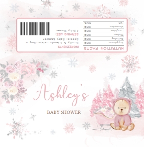 521 Pink Winter Bear Baby Shower Candy Wrapper: 521 Pink Winter Bear Baby Shower Mega Bundle