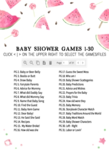 1073 Watermelon Baby Shower Games Bundle 2 A: 1073 Watermelon Baby Shower Games