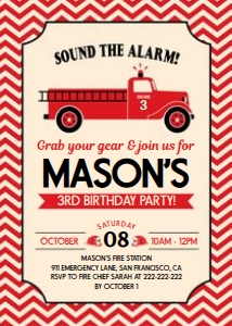 Fire Truck Birthday Invitation, Cream: Fire truck Invitation Cream