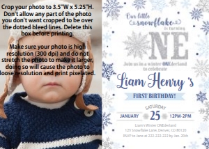 Winter Onederland Invitation Photo 5x7 Blue & Silver: Winter Onederland Photo Invitation Blue and Silver 5x7