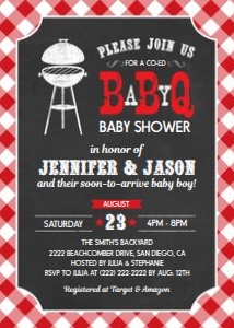 BabyQ Invitation Package Red Chalkboard design preview