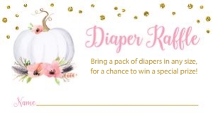 Pumpkin Boho Diaper Raffle Ticket: Pumpkin Baby Shower Invitation Collection Boho