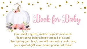 Pumpkin Book Request Card: Pumpkin Baby Shower Invitation Collection Boho
